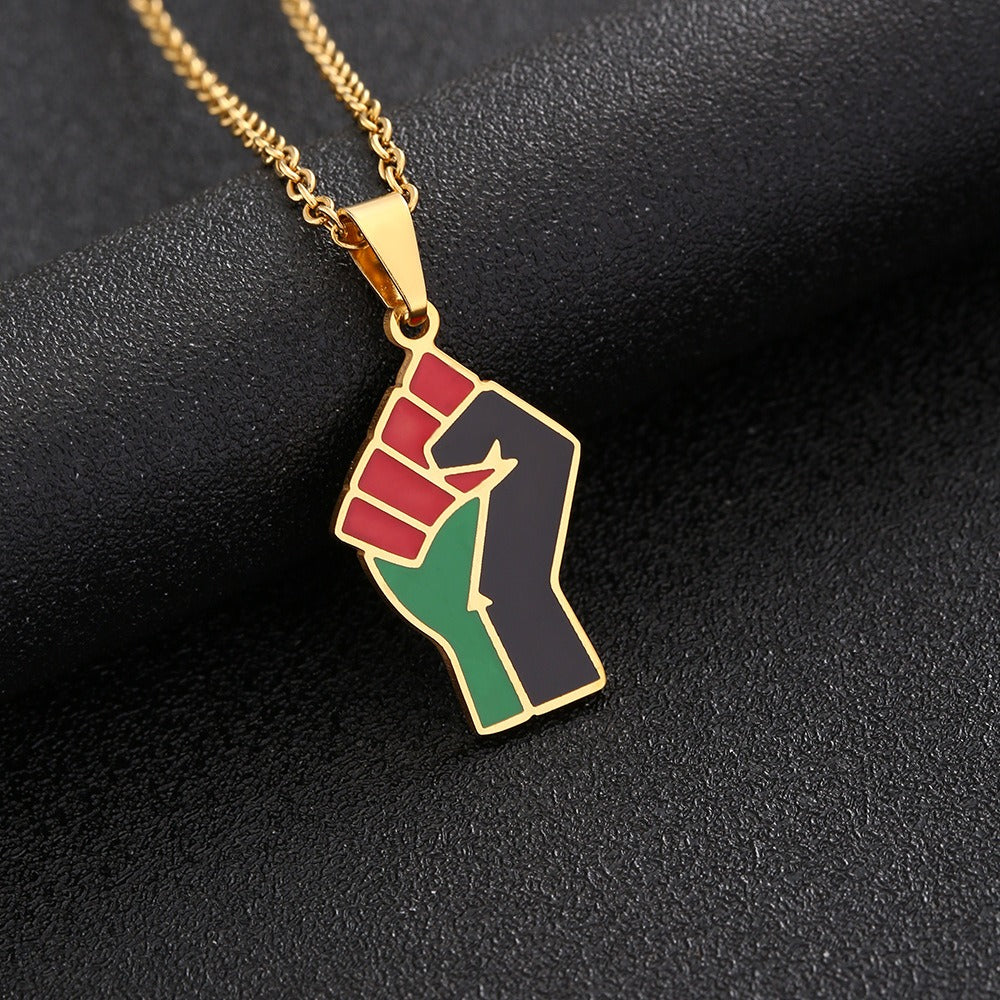 African Fist Symbol Pendant Necklace.