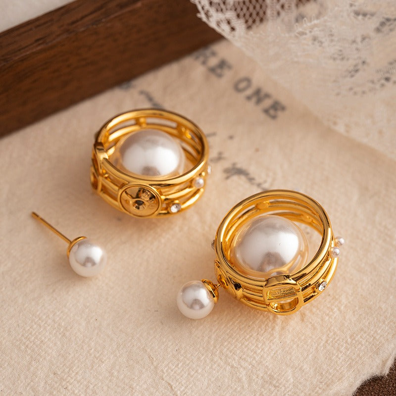 Retro small fragrant style circular temperament earrings, niche high-end ear accessories