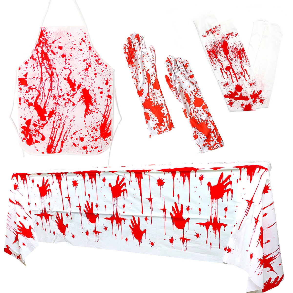 Horror blood handprint masquerade costume props Halloween blood gloves blood socks blood drink apron set