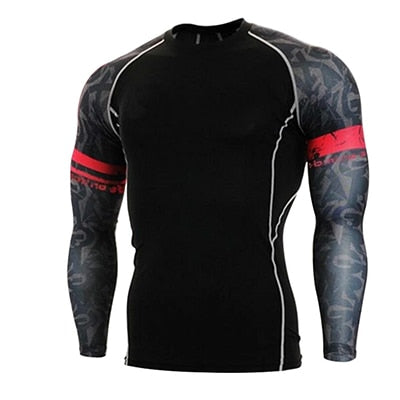 Fitness MMA Boxing Shirt Men Rashguard mma Bjj Jiu jitsu Long Sleeve T Shirt Muay thai Men Skull Print 3D Boxing Jerseys Tops