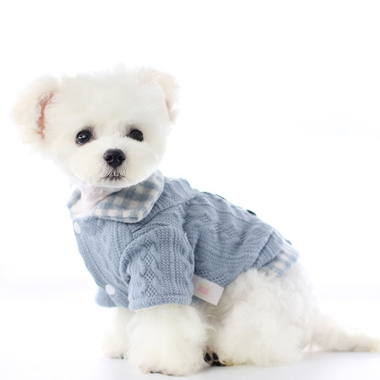 Dog clothes, pet clothes, winter lollipop dog clothes, cat clothes, compared to bear clothes, woolen plaid pet clothes