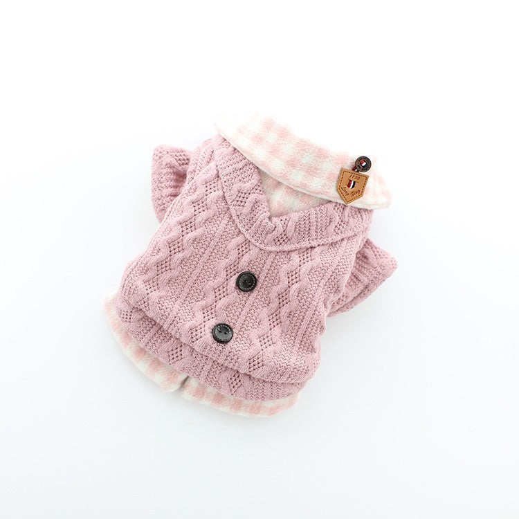 Dog clothes, pet clothes, winter lollipop dog clothes, cat clothes, compared to bear clothes, woolen plaid pet clothes