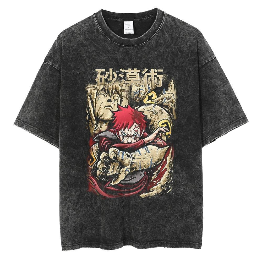 Anime Naruto Pattern T-shirt Harajuku Washed T-shirt