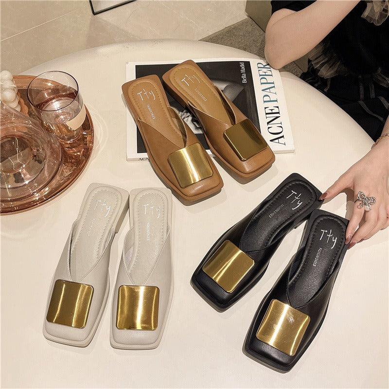 Versatile Slim Open Toe Slim Heels with One Line Cool Shoes