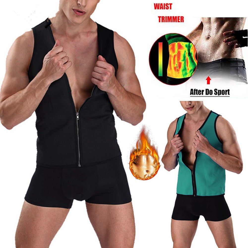 Men's sports shapewear, zipper vest, sweatshirt, chloroprene rubber sweatshirt, fitness corset