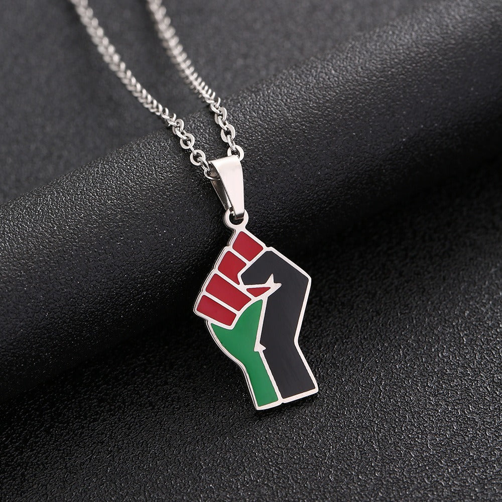 African Fist Symbol Pendant Necklace.